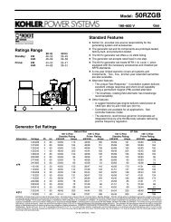 Model: 50RZGB Standard Features Ratings Range Generator Set ...