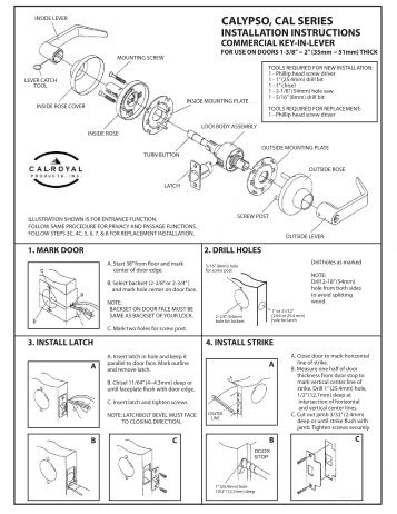 Installation Instructions - Calypso Series - Cal-Royal