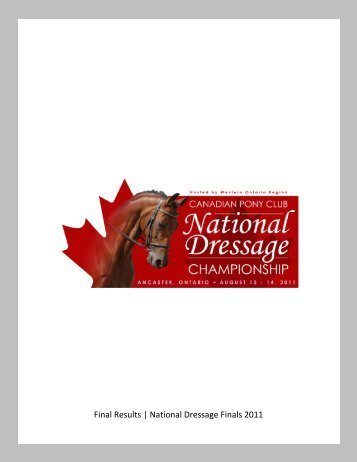 Final Results | National Dressage Finals 2011 - Canadian Pony Club