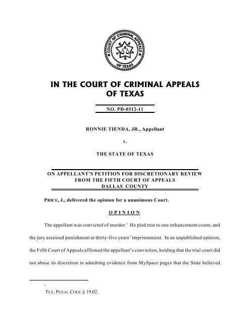 Tienda v. State - Court of Criminal Appeals