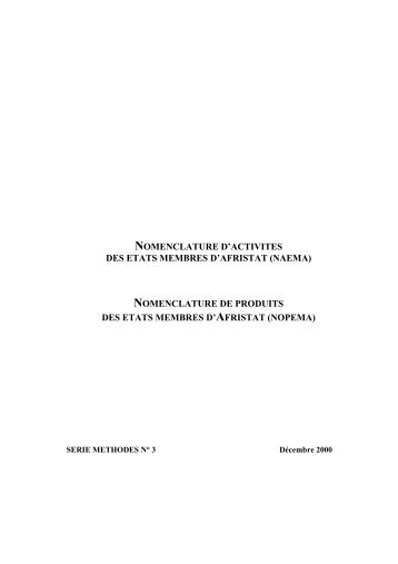 Nomenclature d'activitÃ©s des Etats membres d'AFRISTAT (NAEMA)