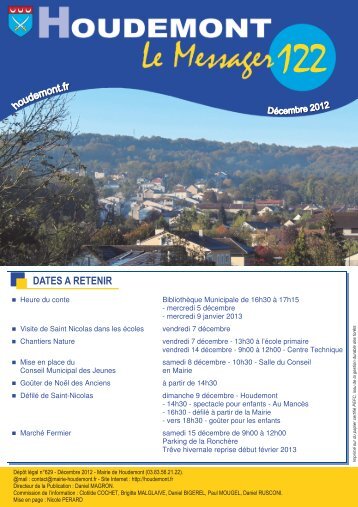 Messager nÂ° 122 dÃ©cembre 2012 - MAIRIE DE HOUDEMONT