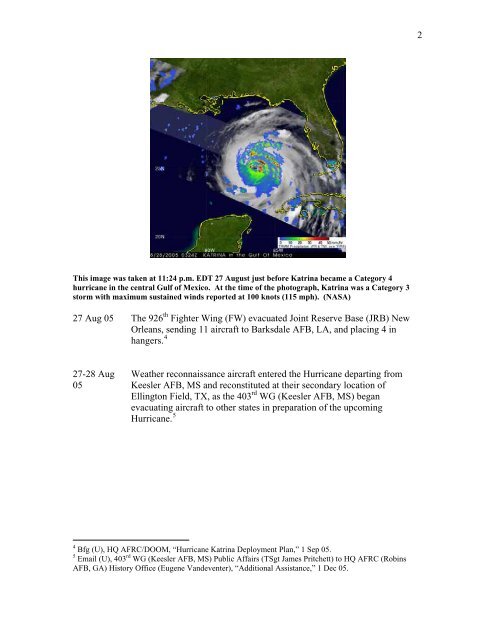 Ill Winds: Air Force Reserve's Response to Hurricanes