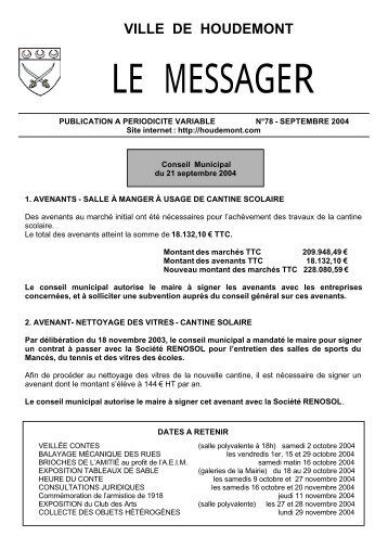 Messager nÂ° 78 septembre 2004 - MAIRIE DE HOUDEMONT