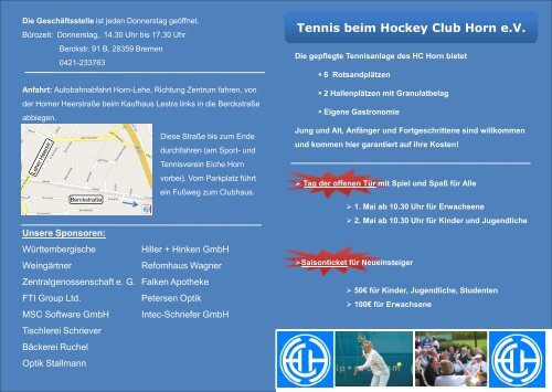 Tennis beim Hockey Club Horn e.V.