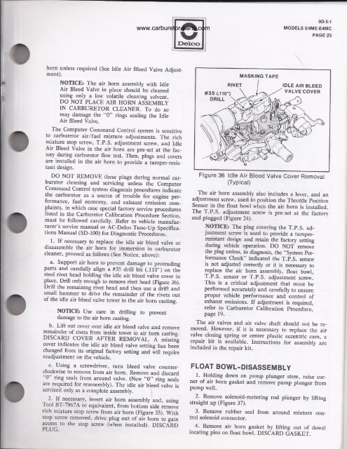 Rochester E4ME-E4MC Service Manual - Mikes Carburetor Parts