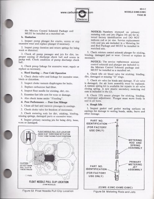 Rochester E4ME-E4MC Service Manual - Mikes Carburetor Parts