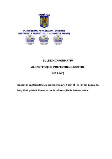Buletin informativ - Prefectura Neamt