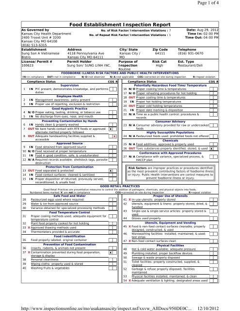 Food Establishment Inspection Report Page 1 of 4 12/10/2012 http ...