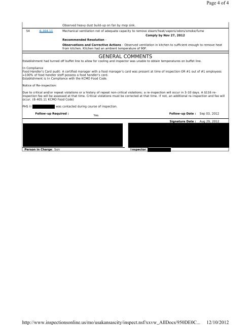 Food Establishment Inspection Report Page 1 of 4 12/10/2012 http ...