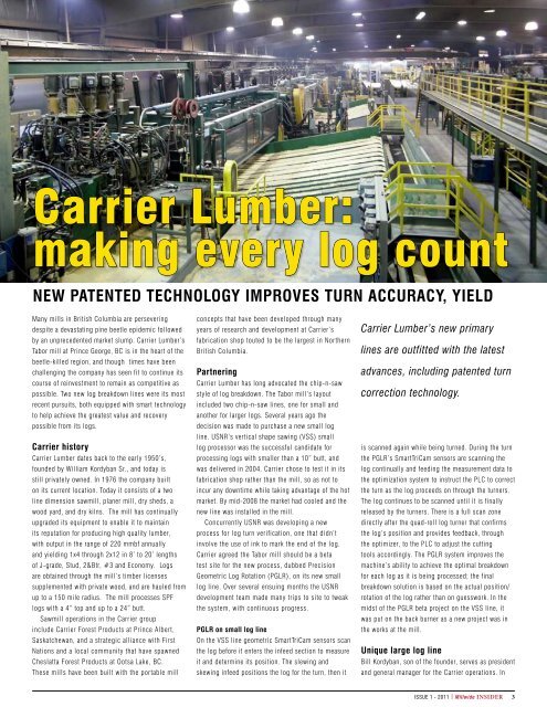 Carrier Lumber: making every log count - Coe Manufacturing Co.