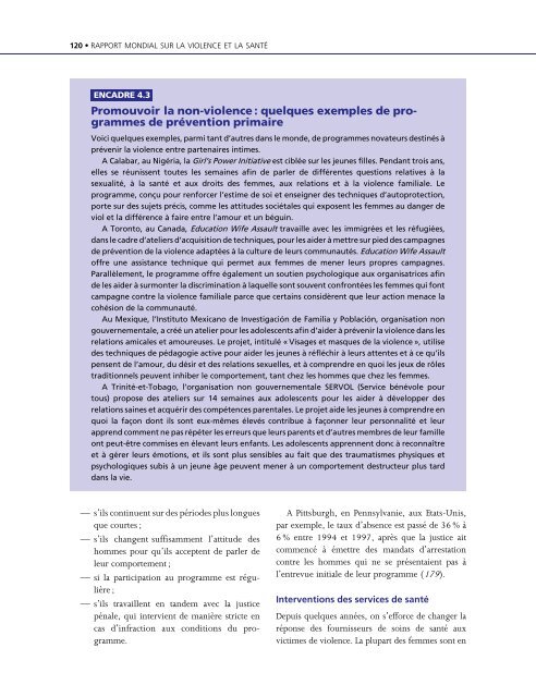 Rapport mondial sur la violence et la santÃ©