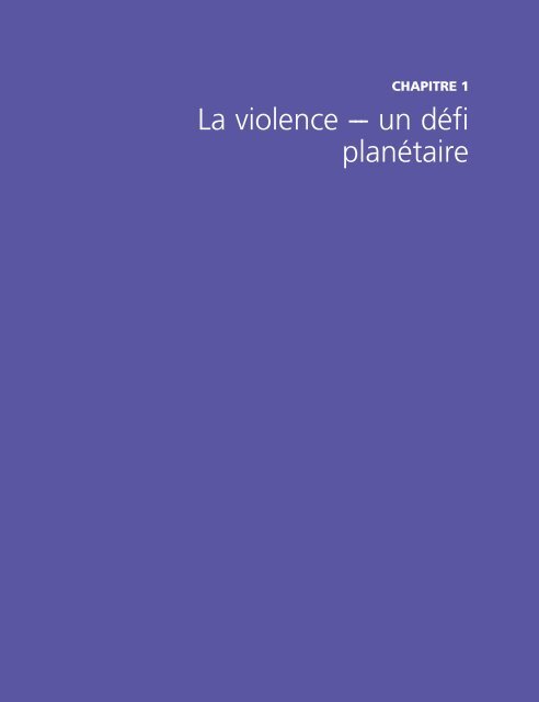 Rapport mondial sur la violence et la santÃ©