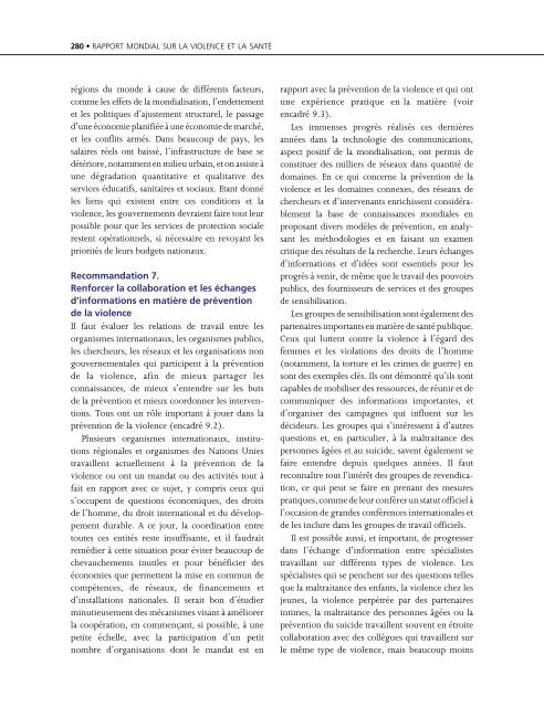 Rapport mondial sur la violence et la santÃ©