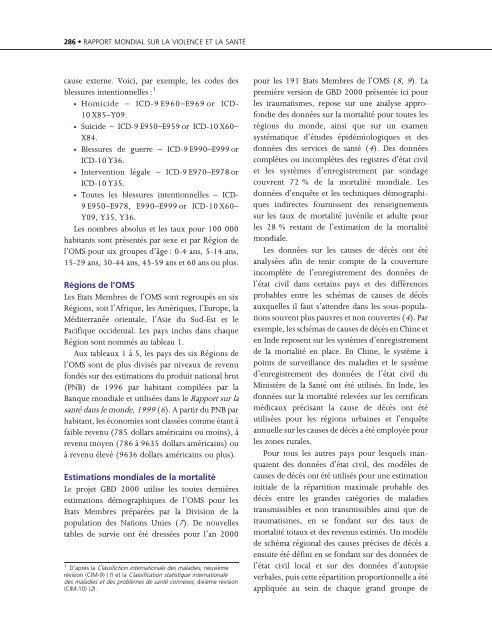 Rapport mondial sur la violence et la santÃ©