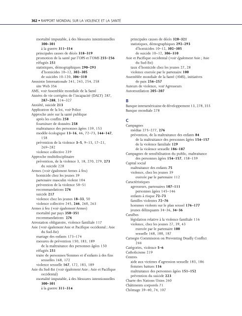 Rapport mondial sur la violence et la santÃ©