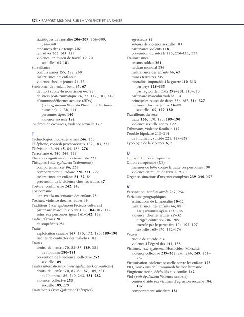 Rapport mondial sur la violence et la santÃ©