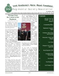 Regimental Society Newsletter - Lord Strathcona's Horse