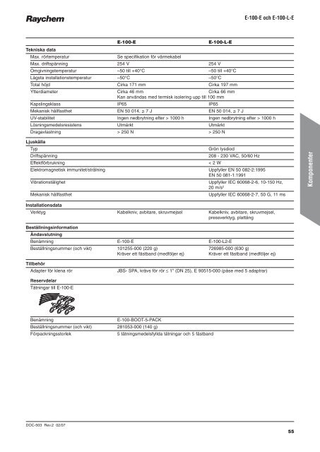 Produktkatalog för industriella värmekabelsystem - Pentair Thermal ...