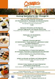 Speisekarte der Orangerie (Auszug) - Gastronomie im Stadtpark ...