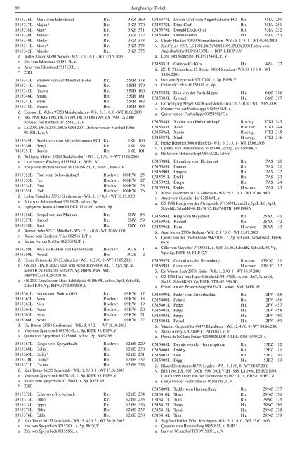 Teckel-Zuchtbuch 2003 - DTK Landesverband Rheinland