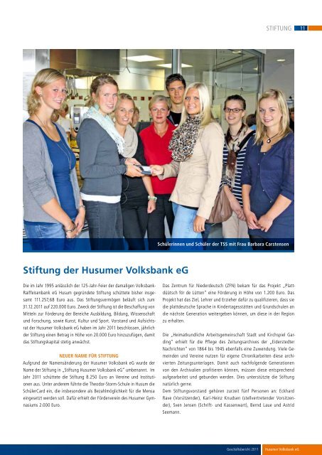 Geschäftsbericht 2011 - Husumer Volksbank eG