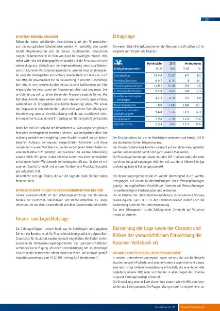 Geschäftsbericht 2011 - Husumer Volksbank eG
