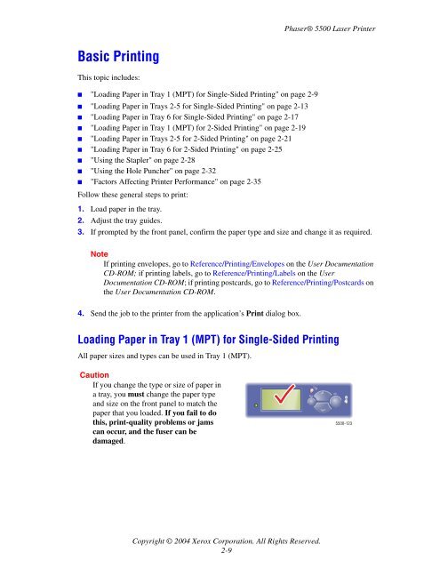 Phaser 5500 Laser Printer User Guide - Xerox