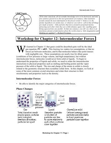 Workshop for Chapter 12: Intermolecular Forces