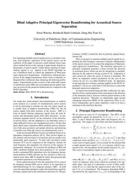 Blind Adaptive Principal Eigenvector Beamforming for ... - CiteSeer