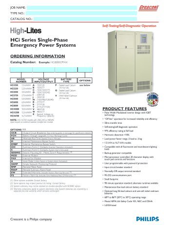 HCi Series Single-Phase Emergency Power Systems - Stonco