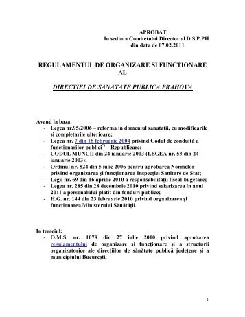 Regulament de Organizare si Functionare al DSPPh - Autoritatea de ...