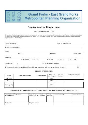 Application For Employment â GF EGF MPO - Grand Forks/East ...