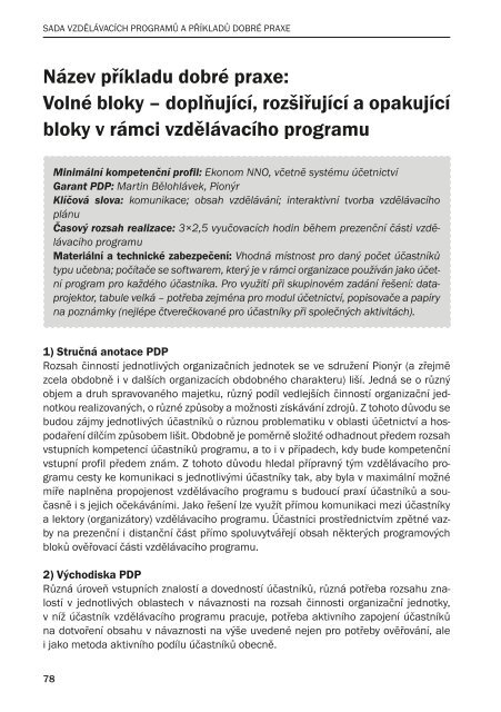 Sada vzdÄlÃ¡vacÃ­ch programÅ¯ a pÅÃ­kladÅ¯ dobrÃ© praxe - NIDM