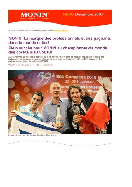 PDF «MONIN Newsletter Suisse», décembre 2010