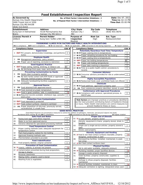 Food Establishment Inspection Report Page 1 of 5 12/10/2012 http ...