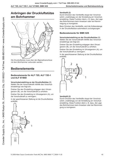 Safety and operating instructions - Crowder Hydraulic Tools