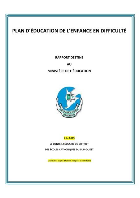 Plan EED - Juin 2013 - Conseil scolaire catholique Providence