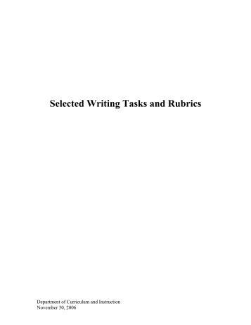 Selected Writing Tasks and Rubrics - Mccpta.com