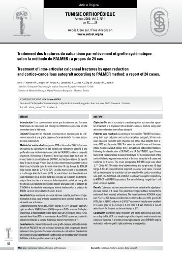 Traitement des fractures du relÃ¨vement par calcanÃ©um et ... - sotcot