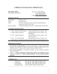 CURRICULUM VITAE OF Dr. SURESH WALIA Dr Suresh Walia