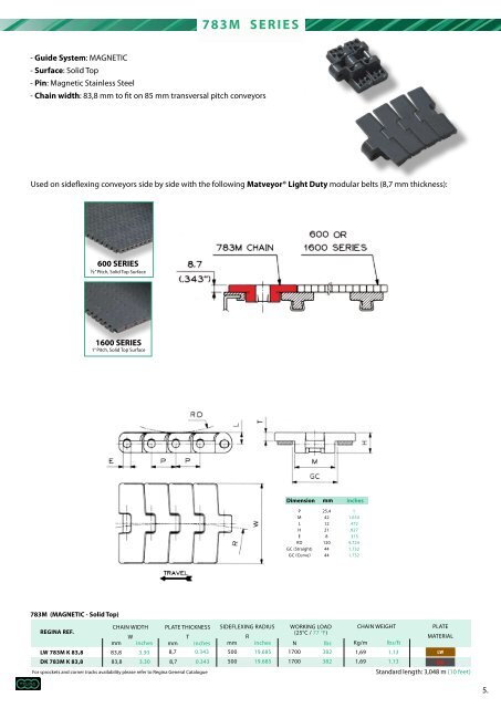 SIDEFLEXING CHAINS FOR MODULAR BELTS ... - Regina