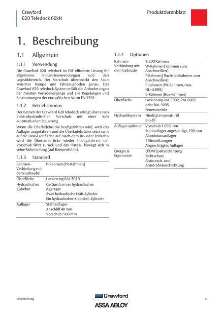 Produktdatenblatt - Crawford hafa GmbH