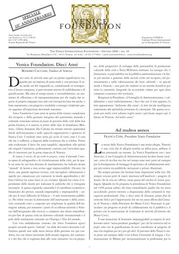 NEWS N. 18 - The Venice International Foundation