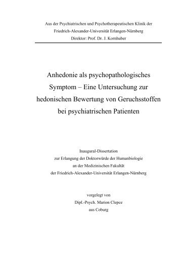 Anhedonie als psychopathologisches Symptom - OPUS-Datenbank ...