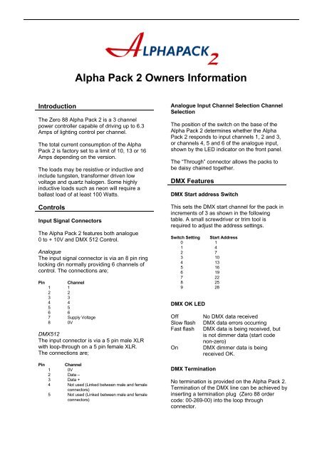 Zero 88 Alpha Pack 2