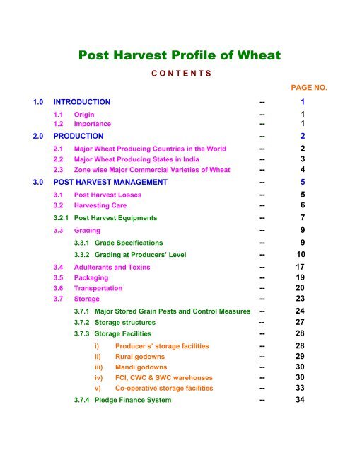 Post Harvest Profile Of Wheat Agmarknet
