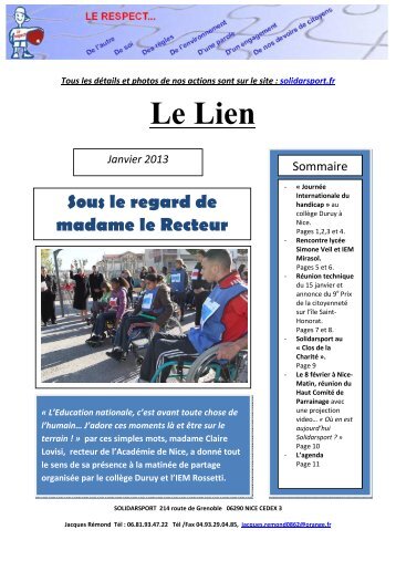 Le Lien (Janvier) - SolidarSport