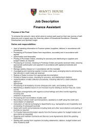 Job Description Finance Assistant - Avanti Schools Trust