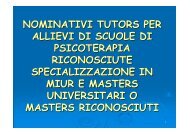 Nominativi tutors per le scuole di Psicoterapia